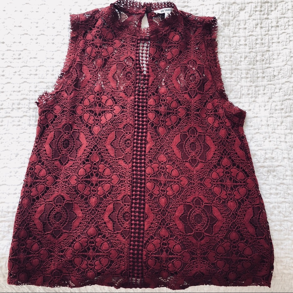 BB Dakota deep red lace blouse